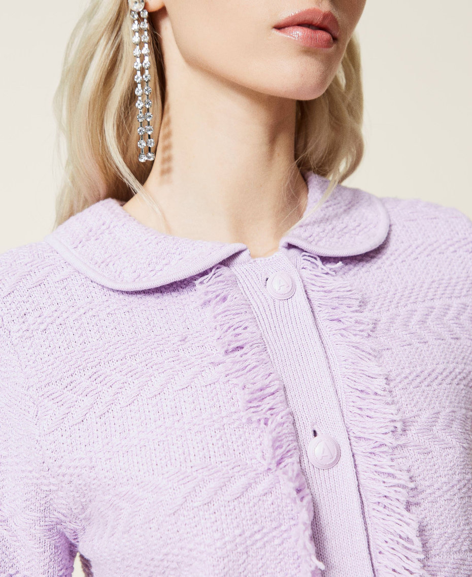 Jacquard jacket with fringes "Pastel Lilac” Woman 221AT3051-06