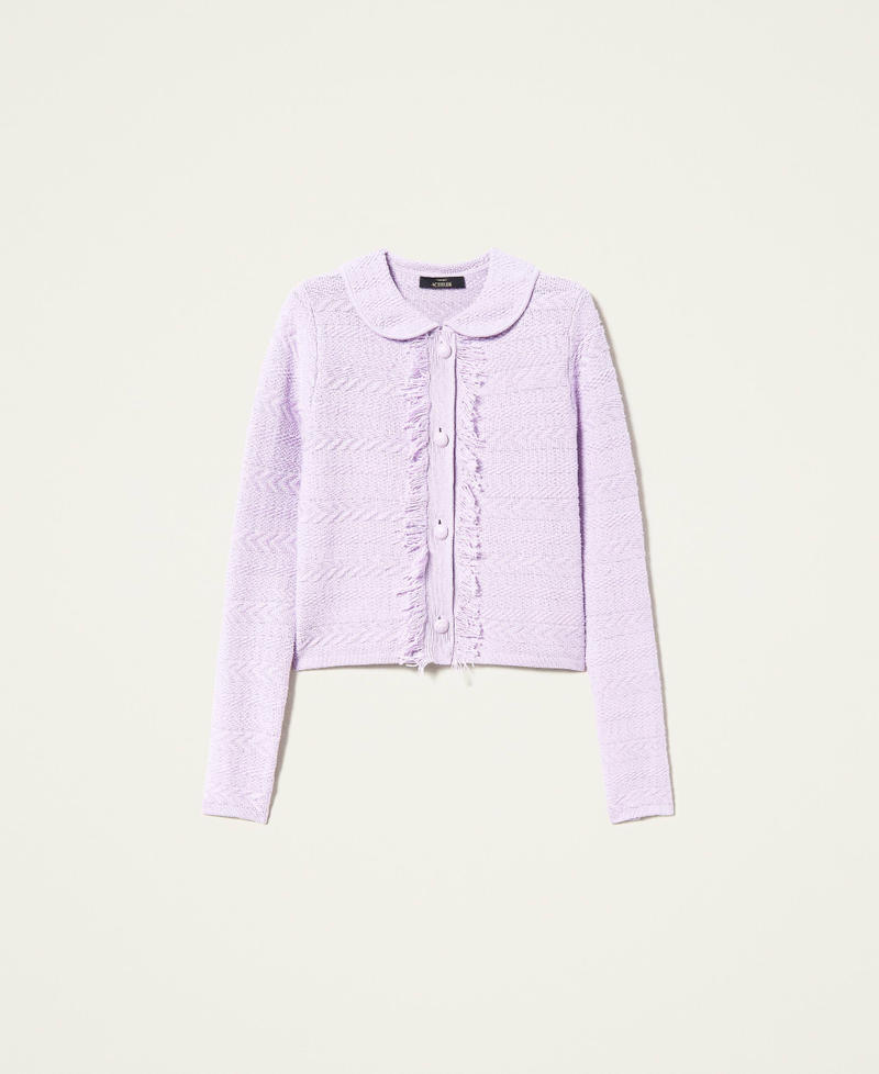 Jacquard jacket with fringes "Pastel Lilac” Woman 221AT3051-0S