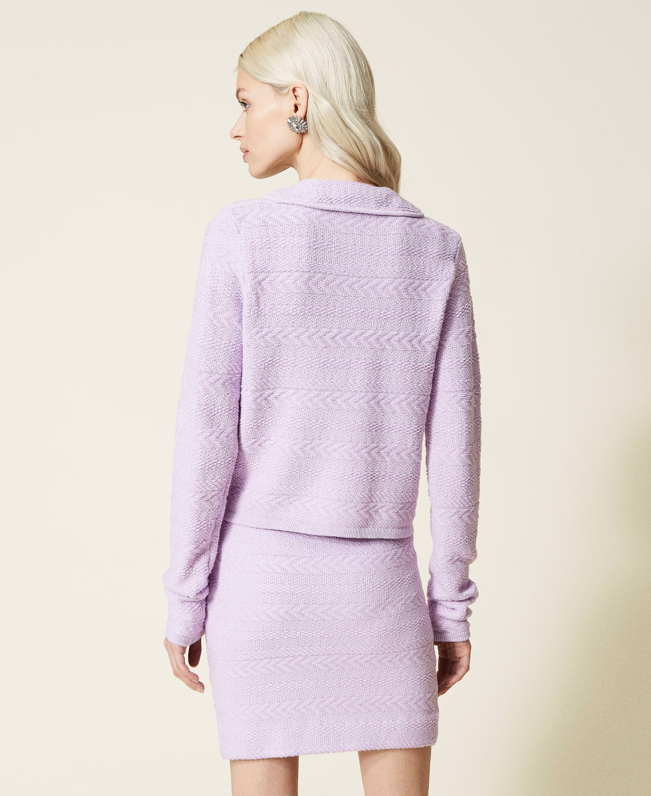 Облегающая жаккардовая мини-юбка Фиолетовый "Пастельная сирень" женщина 221AT3052-05