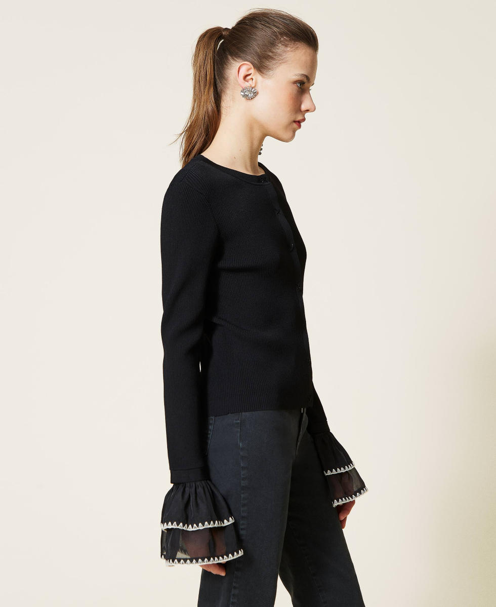 Cardigan with organza sleeves