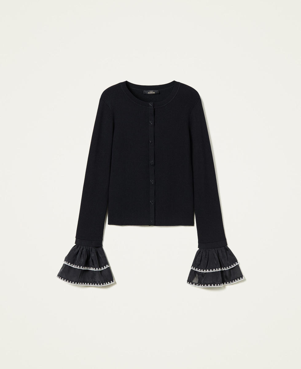Organza sleeve cardigan top