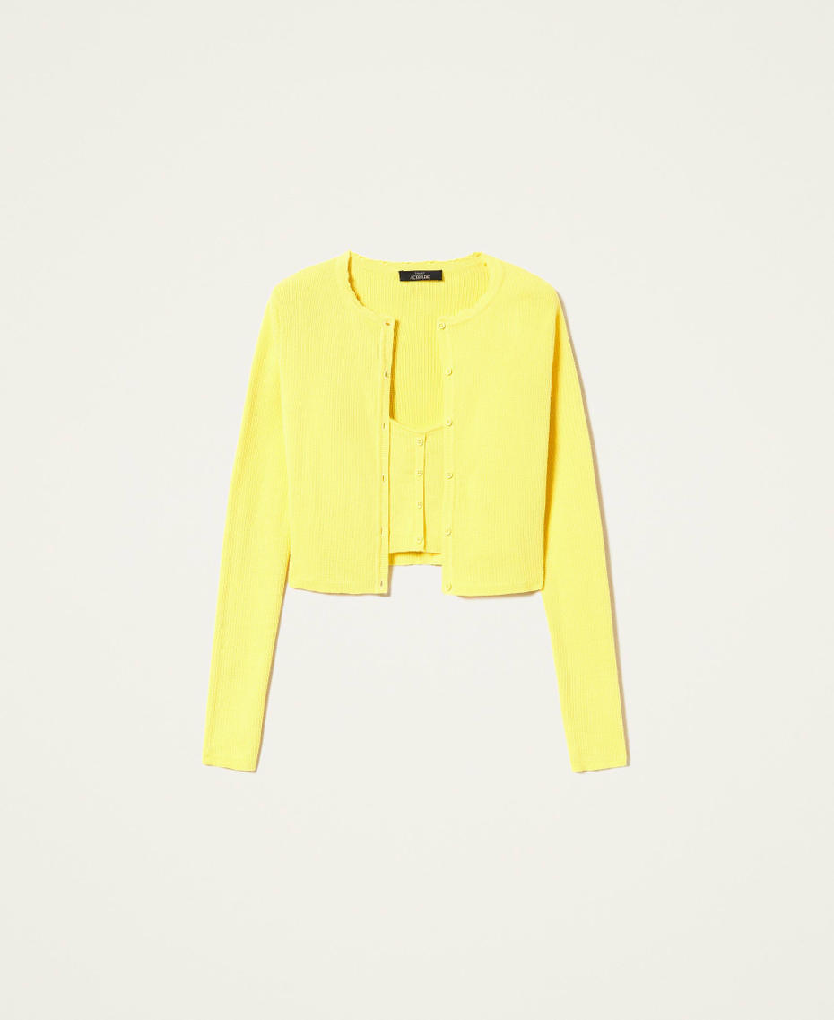 Short ribbed twin set