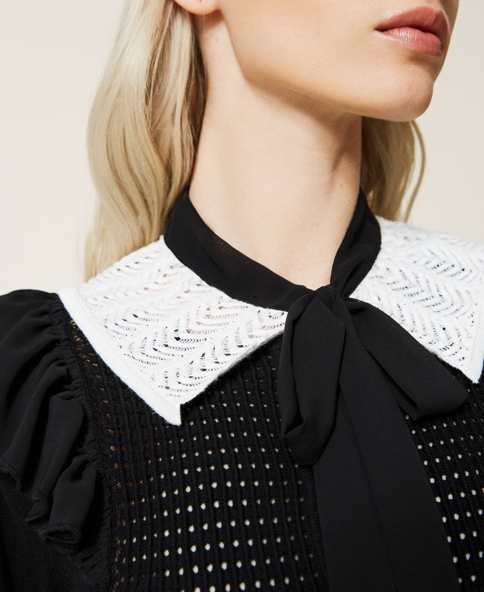 Knit dress with removable collar