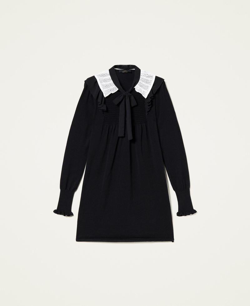 Knit dress with removable collar