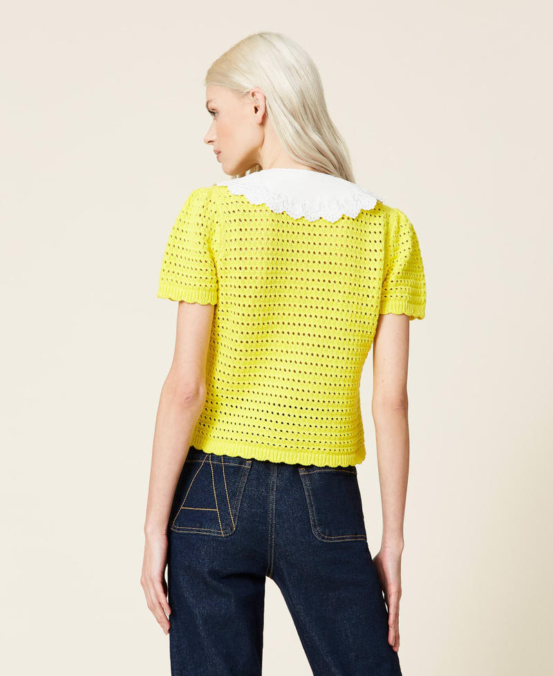 Regular-Fit-Pullover mit abnehmbarem Kragen Leuchtendes Gelb Frau 221AT3152-05