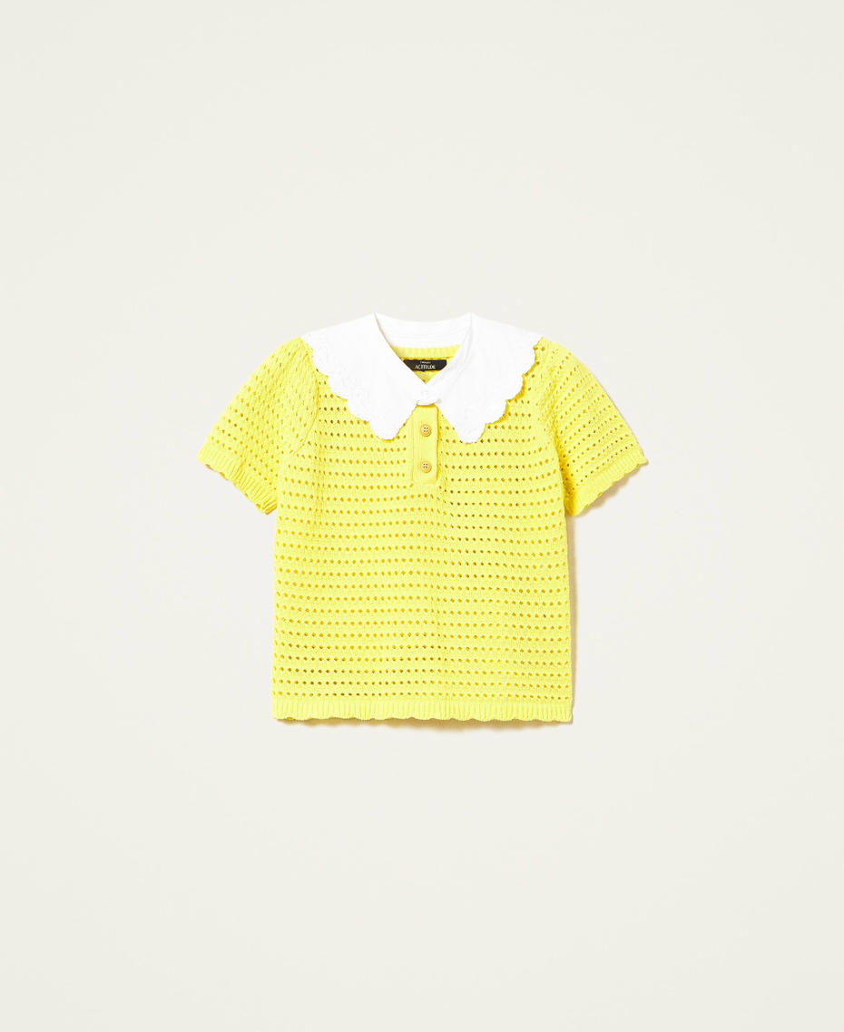 Regular-Fit-Pullover mit abnehmbarem Kragen Leuchtendes Gelb Frau 221AT3152-0S