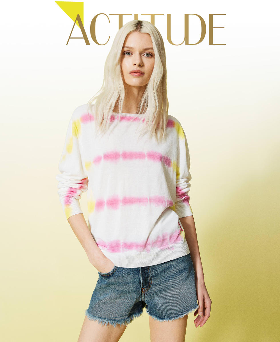 Regular-Fit-Pullover mit Tie-Dye in Handarbeit