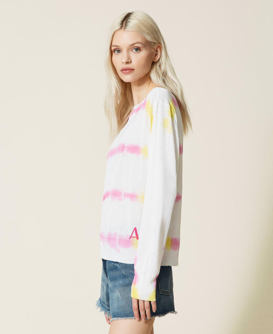 Regular jumper tie-dyed by hand Off White Multicolour Woman 221AT3180-03