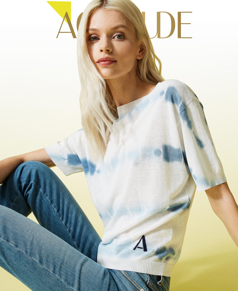 Pull &agrave; manches courtes avec tie and dye r&eacute;alis&eacute; &agrave; la main