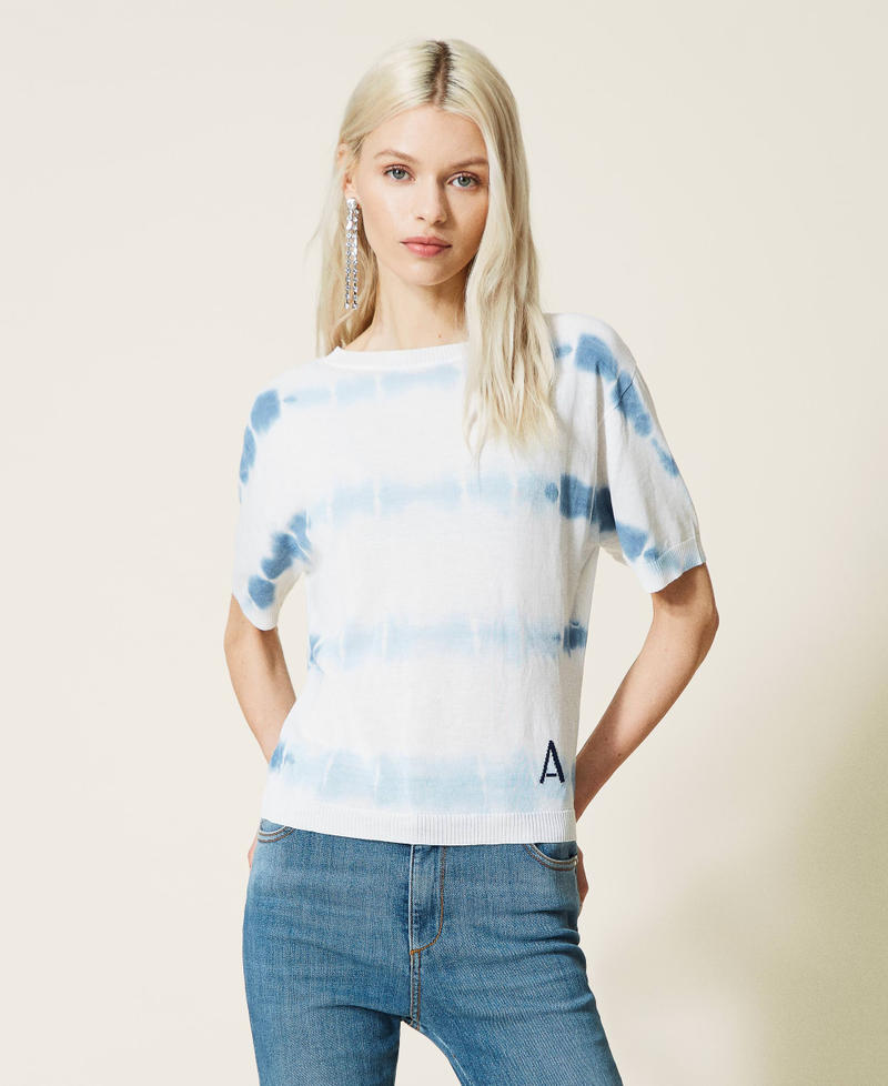 Pull &agrave; manches courtes avec tie and dye r&eacute;alis&eacute; &agrave; la main