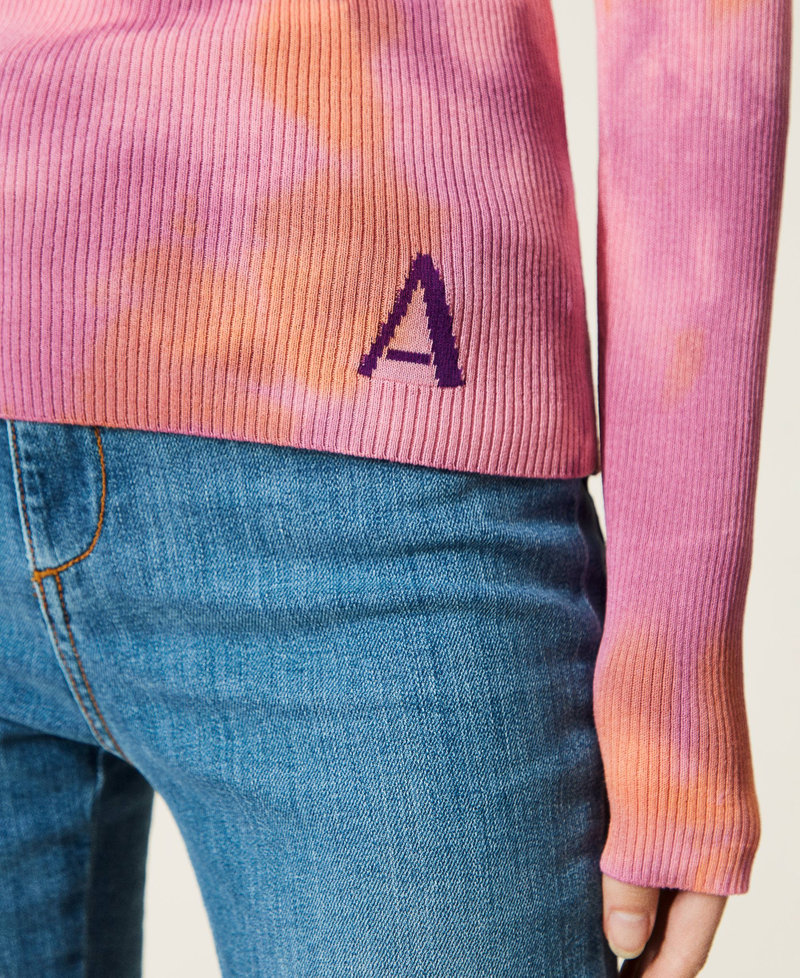 Figurbetonter Pullover mit Tie-Dye in Handarbeit Multicolor „Hot Pink“-Rosa Frau 221AT3183-05