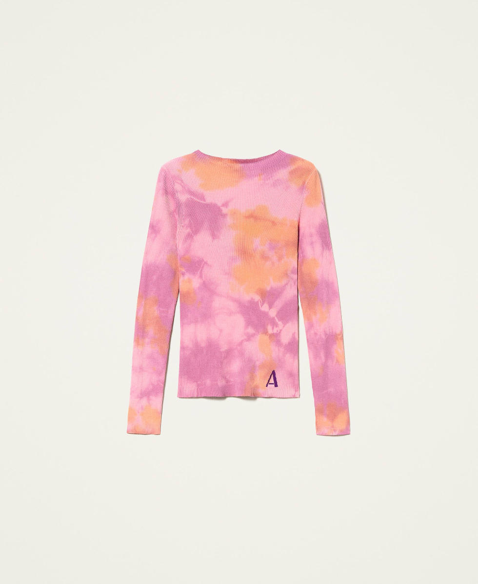 Fitted jumper with handmade tie dye Woman Pink TWINSET Milano