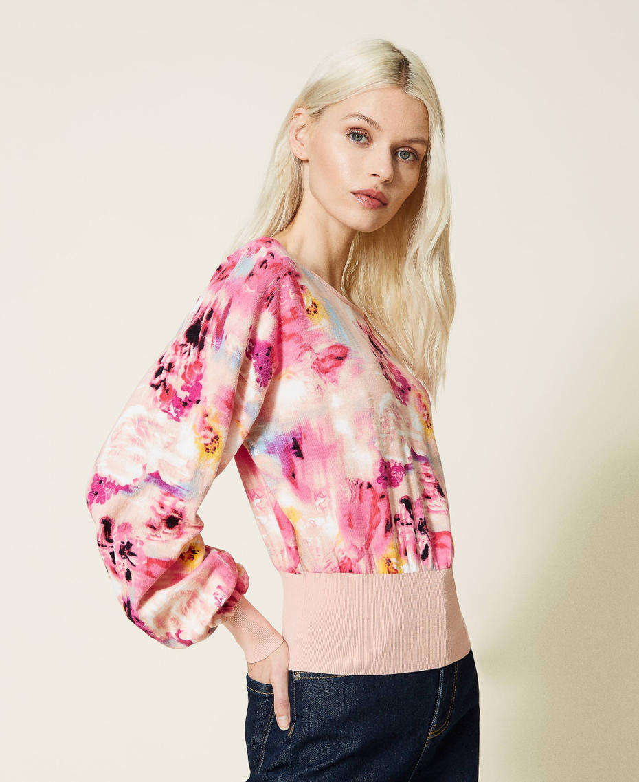 Jumper-cardigan with print