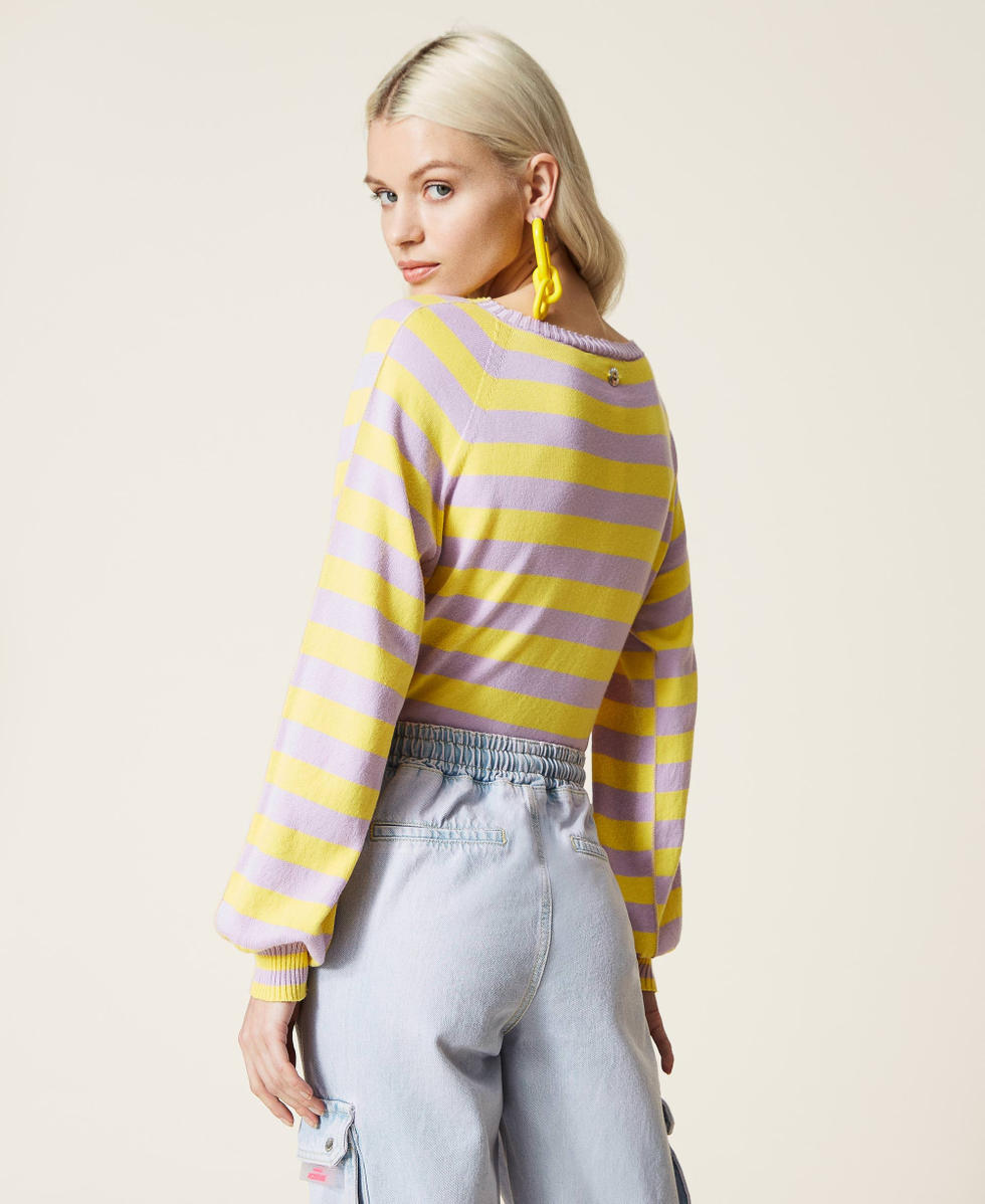 Organic cotton striped jumper Woman Pink TWINSET Milano