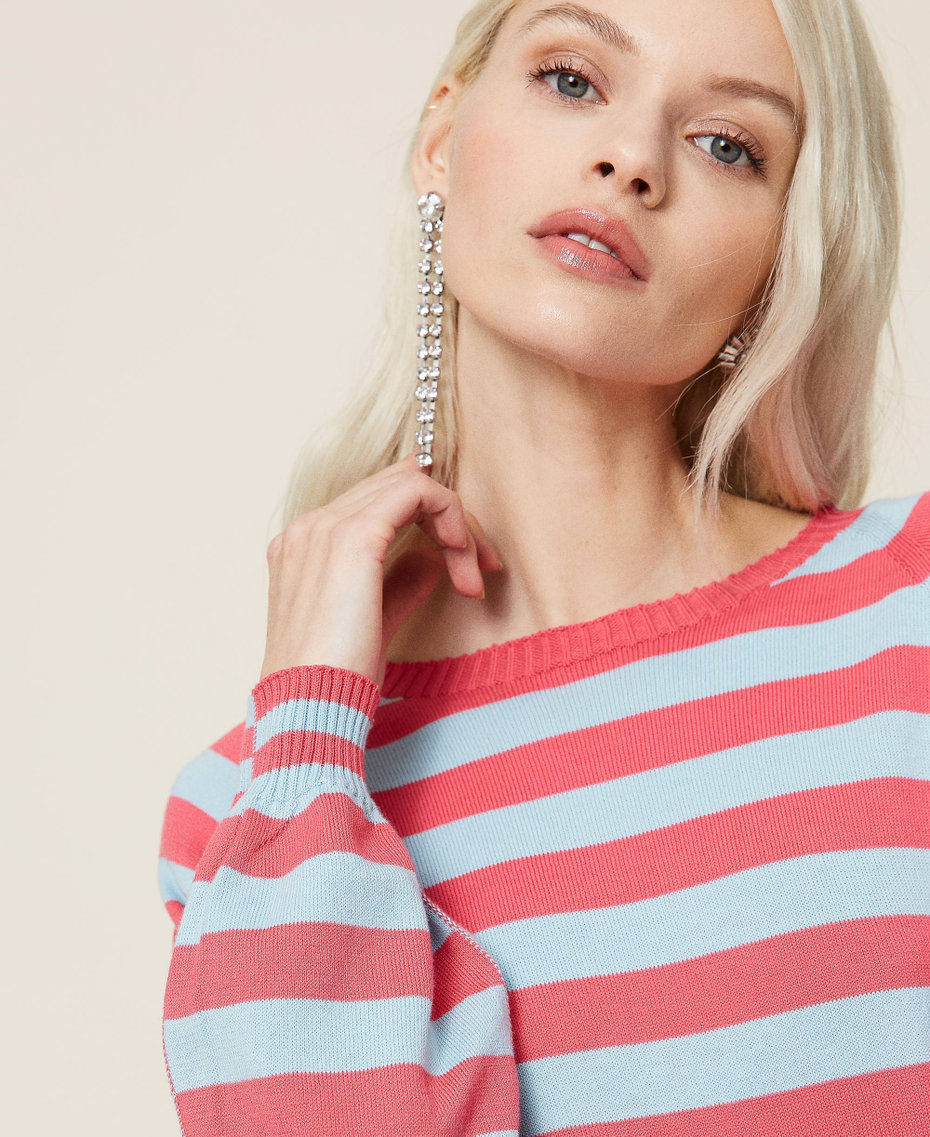 Maglia a righe in cotone biologico Bicolor Rosa "Hot Pink" / Azzurro "Angel" Donna 221AT3250_07027_06