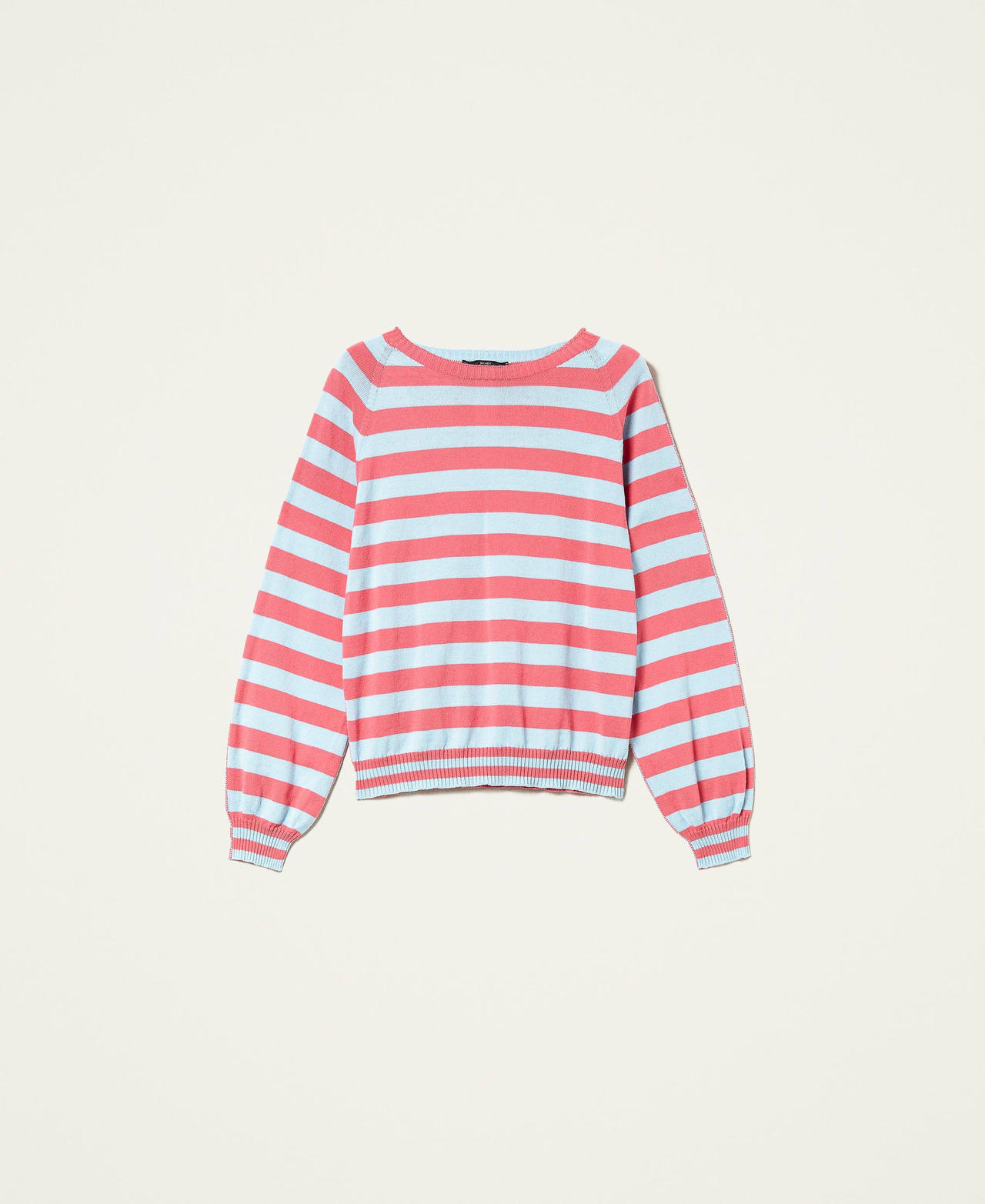 Maglia a righe in cotone biologico Bicolor Rosa "Hot Pink" / Azzurro "Angel" Donna 221AT3250_07027_0S