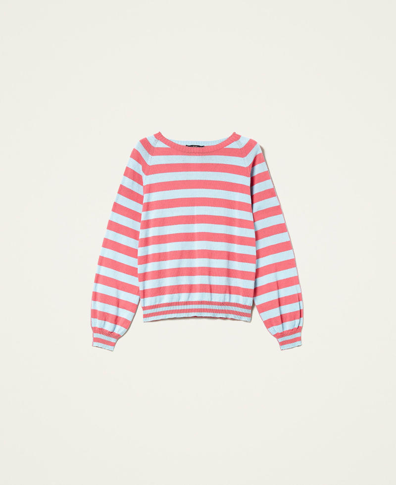 Maglia a righe in cotone biologico Bicolor Rosa "Hot Pink" / Azzurro "Angel" Donna 221AT3250_07027_0S