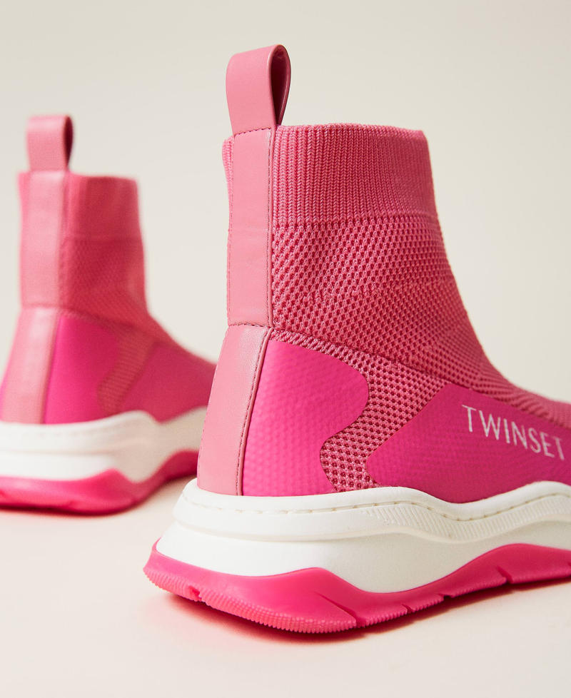 Sock-Sneakers mit Logo Shocking-Pink Mädchen 221GCJ018-03