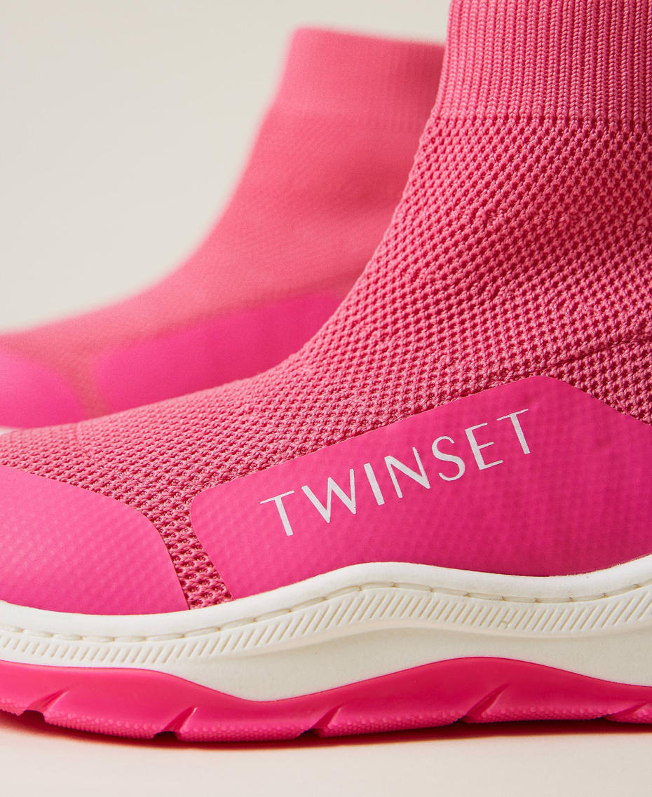 Sock-Sneakers mit Logo Shocking-Pink Mädchen 221GCJ018-04