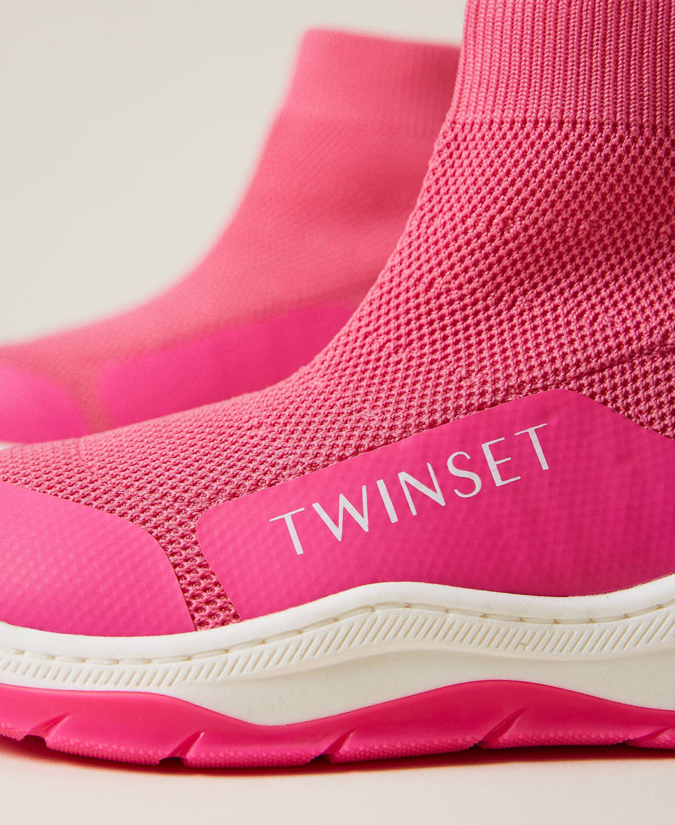 Sock trainers with logo Girl Fuchsia TWINSET Milano