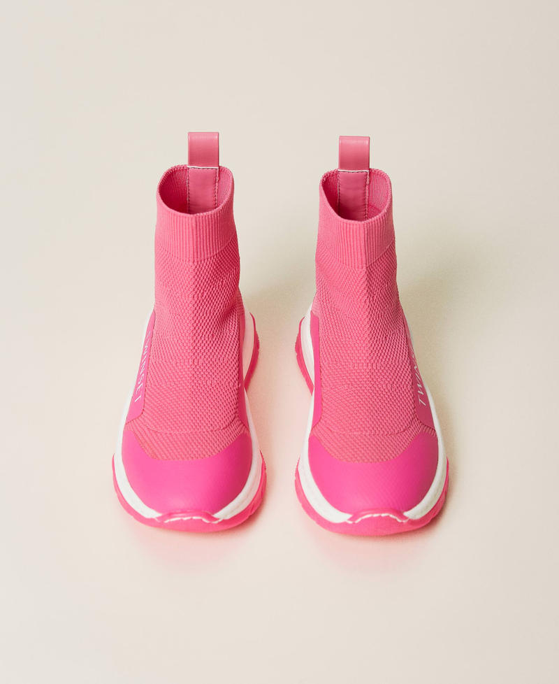 Baskets modèle sock boots avec logo Rose Shocking Fille 221GCJ018-05
