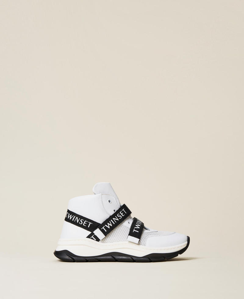 Sneakers con nastri logati Bicolor Bianco Ottico / Nero Bambina 221GCJ01J-03