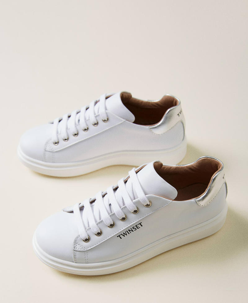 Leather trainers with logo White Girl 221GCJ022-01