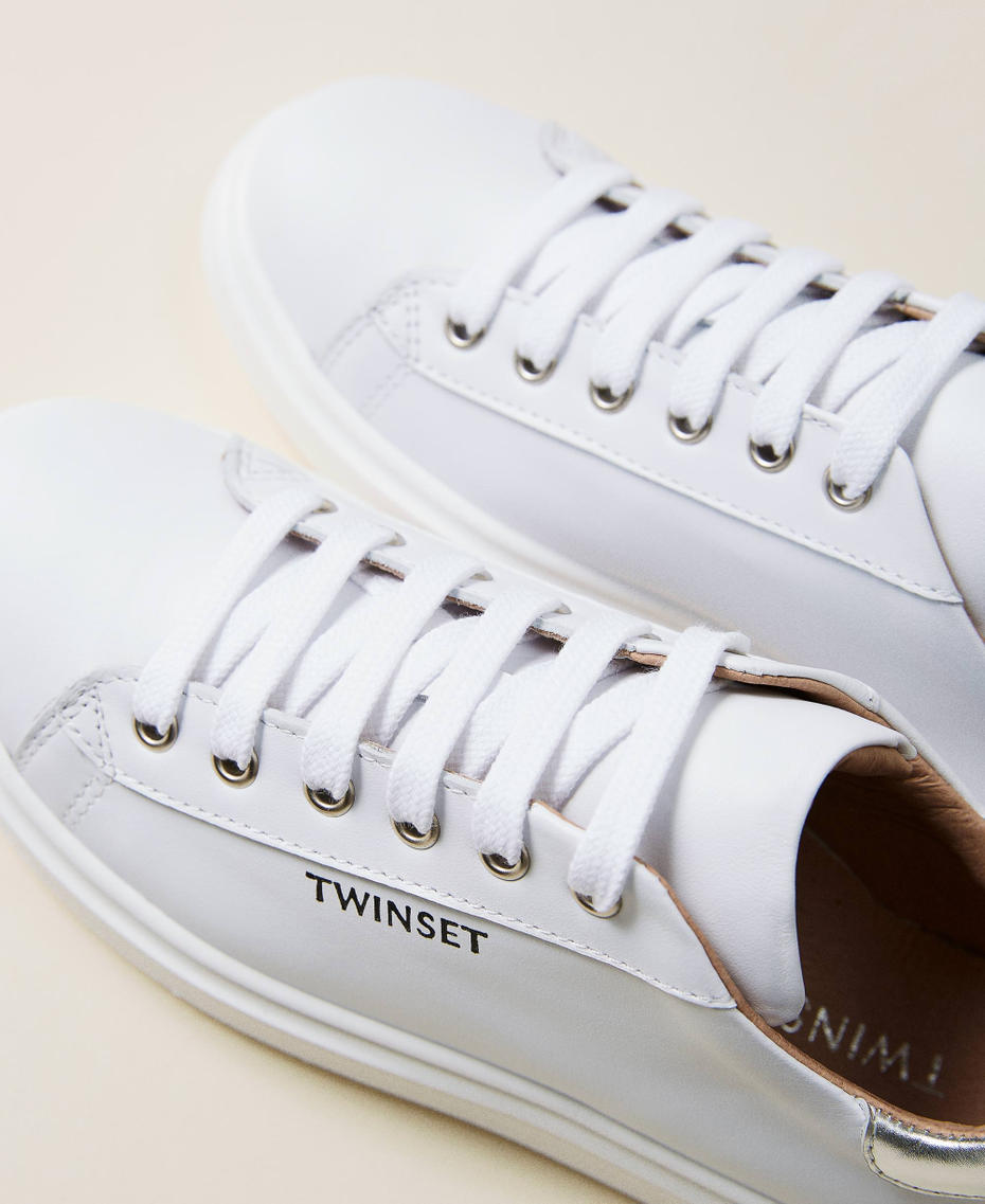 Leather trainers with logo White Girl 221GCJ022-04