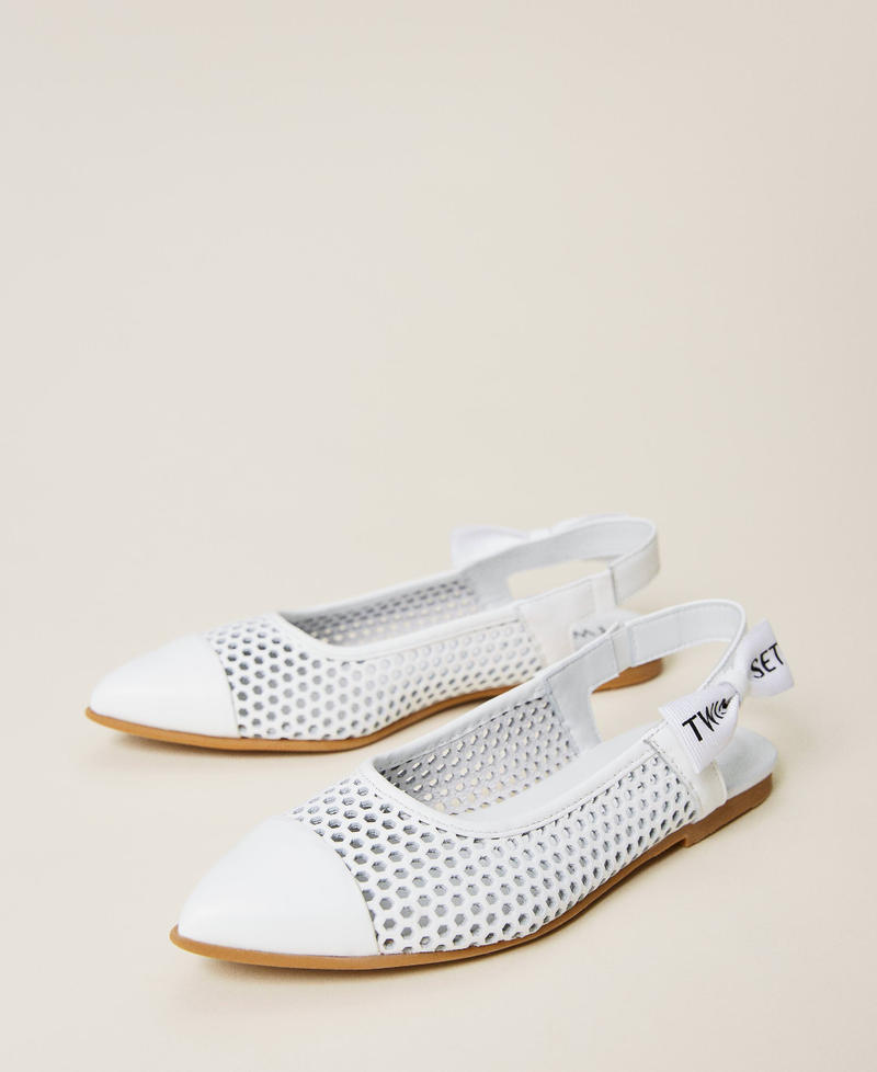 Lasered leather sling back ballerina flats