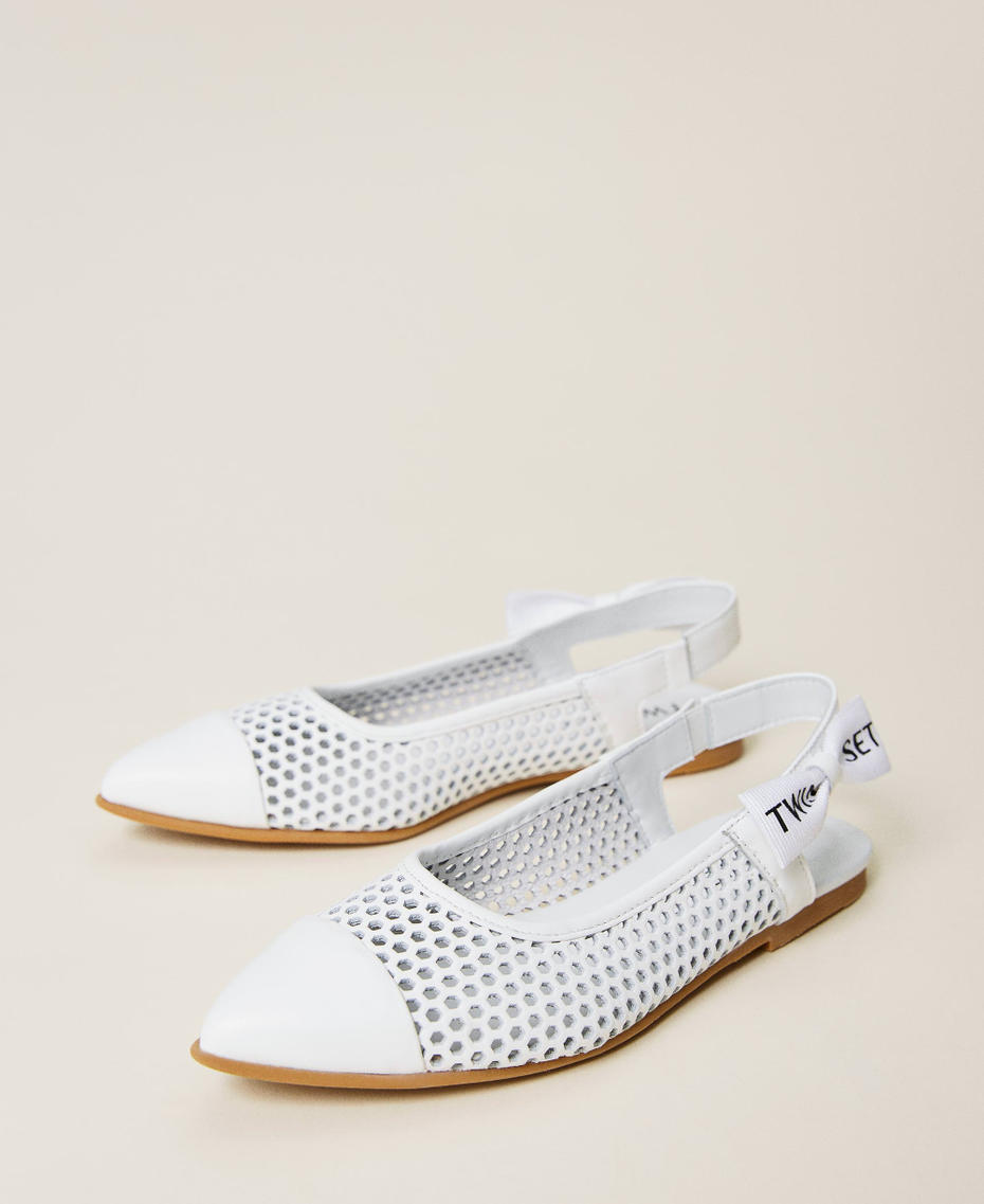 Lasered leather sling back ballerina flats