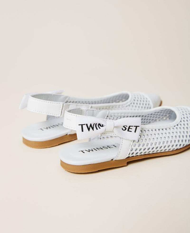 Lasered leather sling back ballerina flats