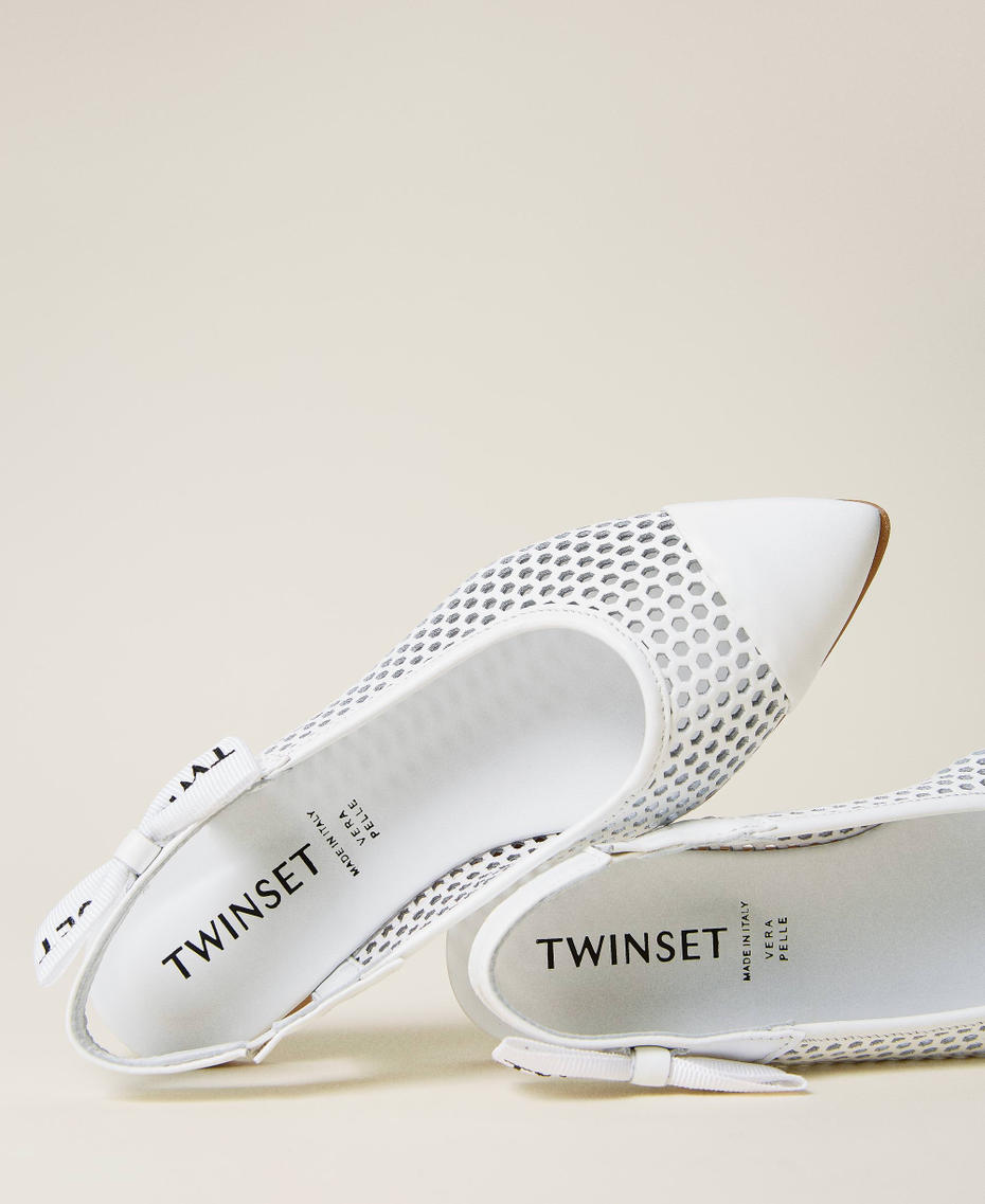 Lasered leather sling back ballerina flats