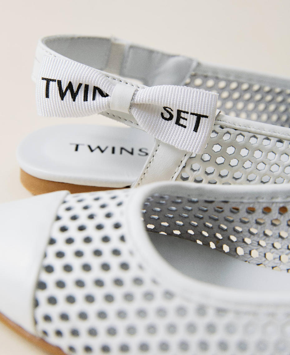 Lasered leather sling back ballerina flats