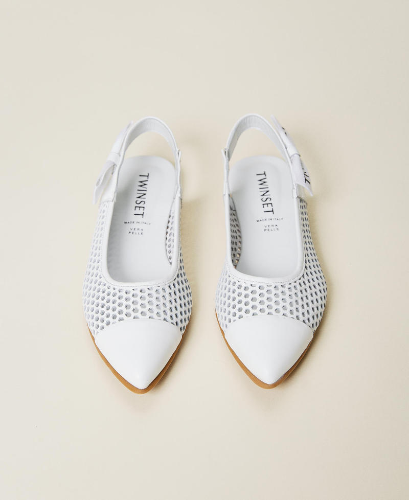 Lasered leather sling back ballerina flats