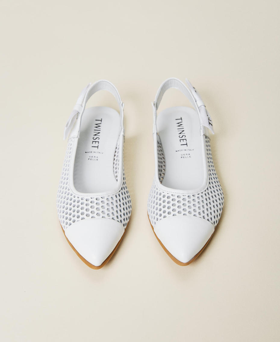 Lasered leather sling back ballerina flats