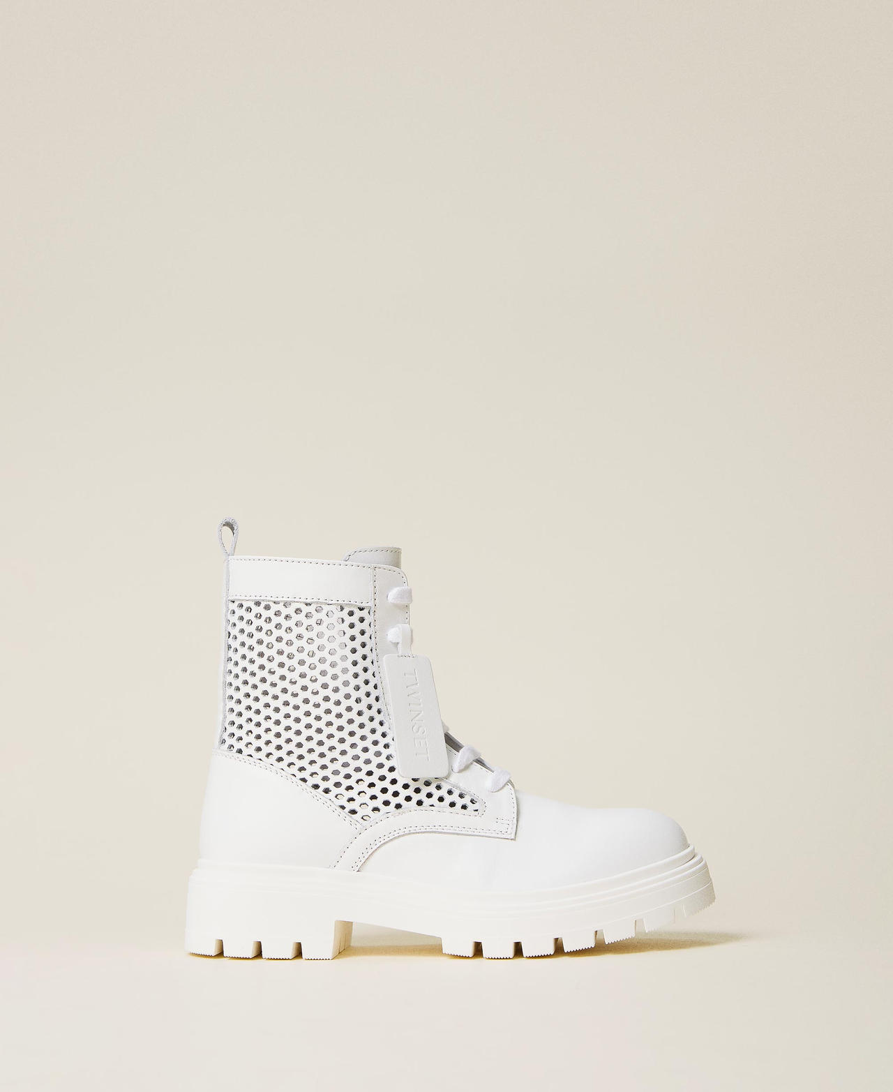 Lasered leather combat boots