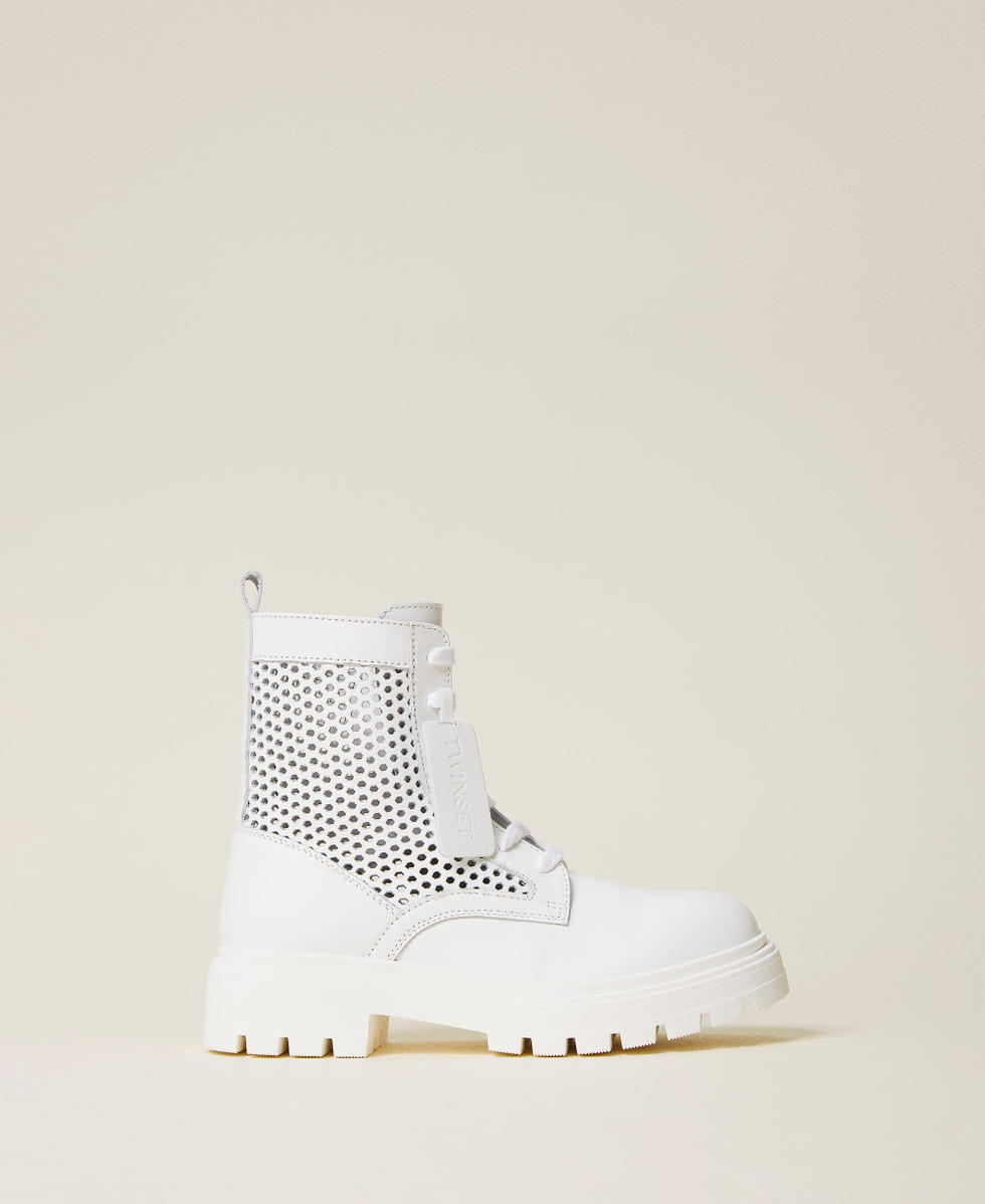 Lasered leather combat boots