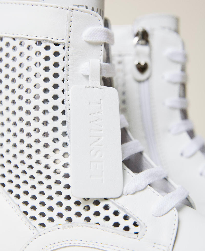 Lasered leather combat boots