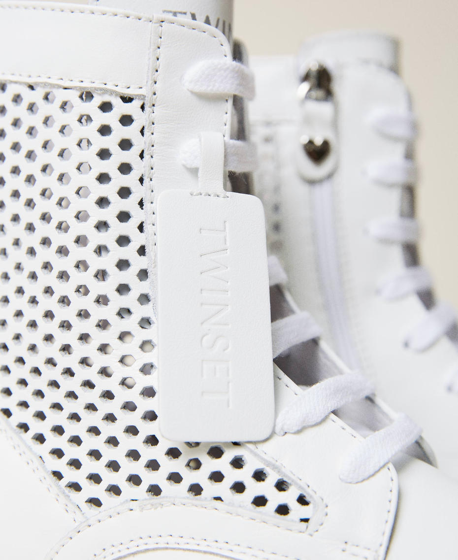 Lasered leather combat boots