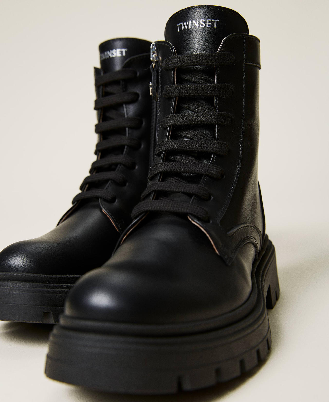Leather combat boots Black Girl 221GCJ092-02