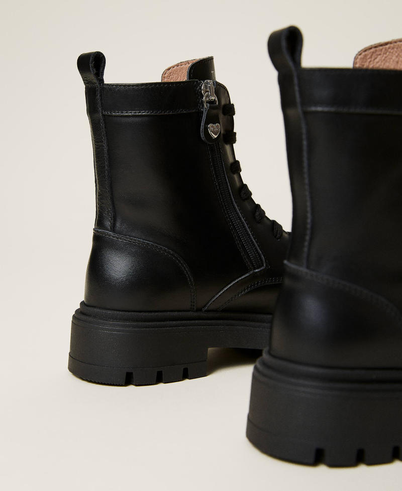 Leather combat boots Black Girl 221GCJ092-03