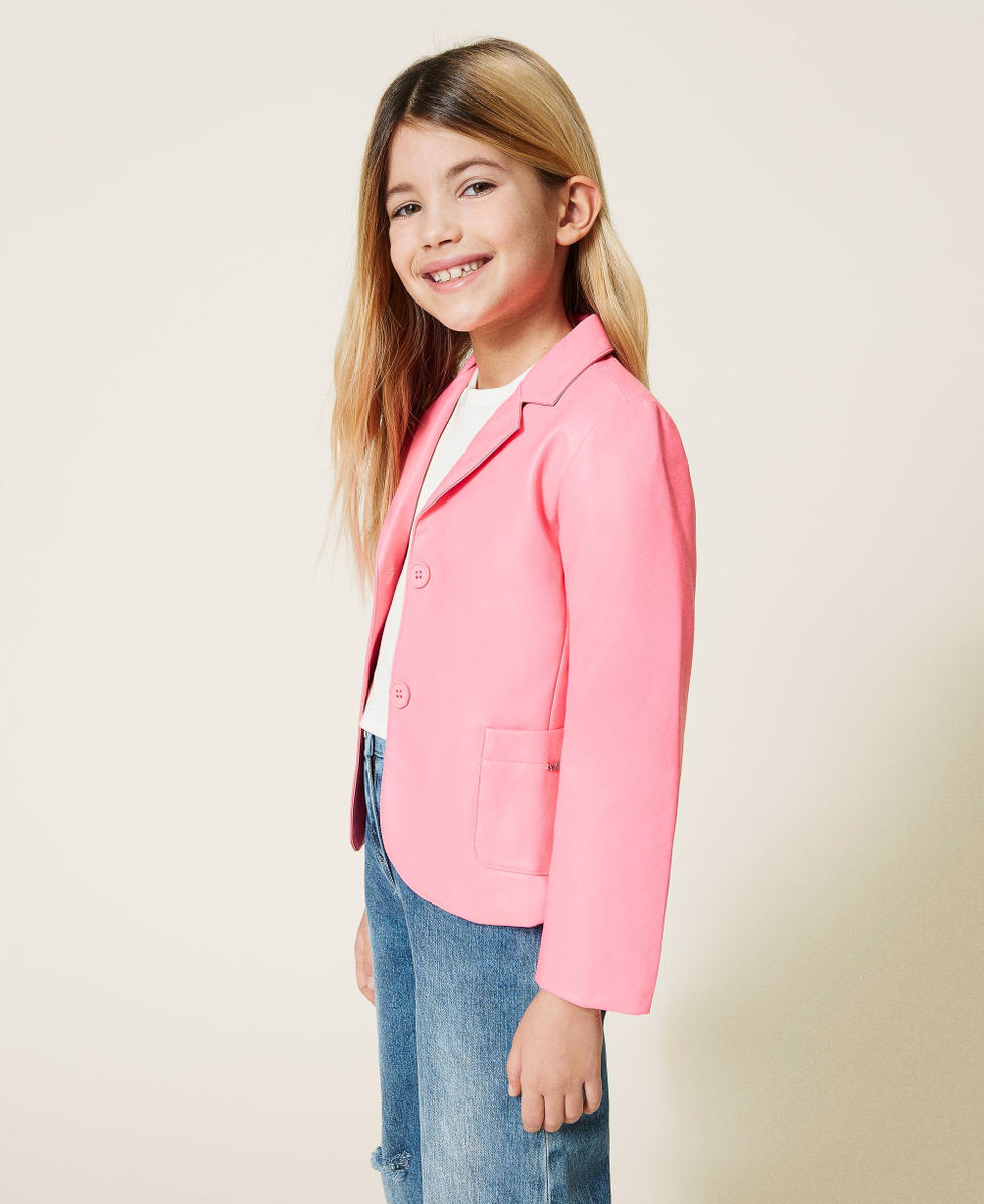 Coated fabric blazer Girl Fuchsia TWINSET Milano