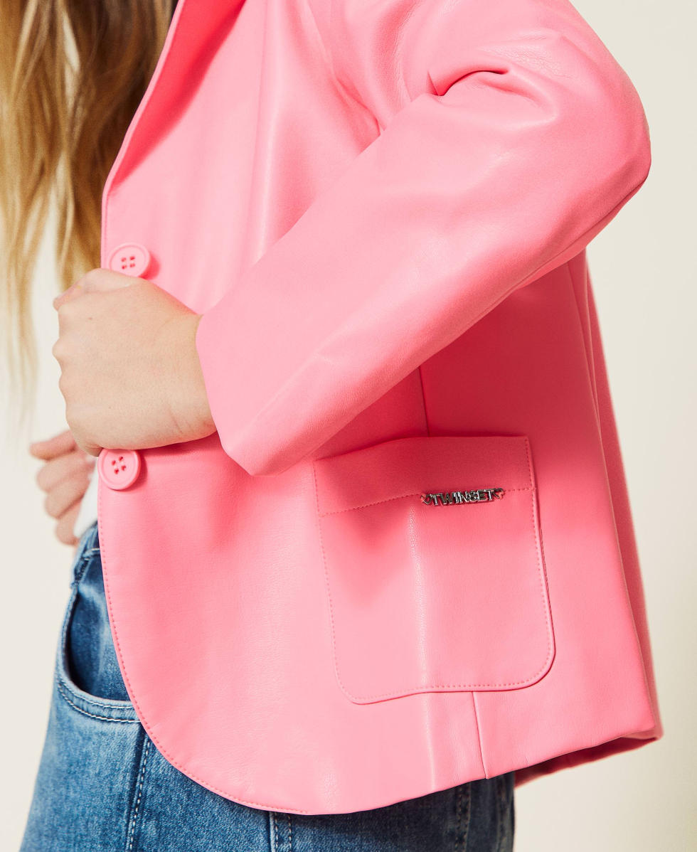 Giacca blazer in tessuto spalmato