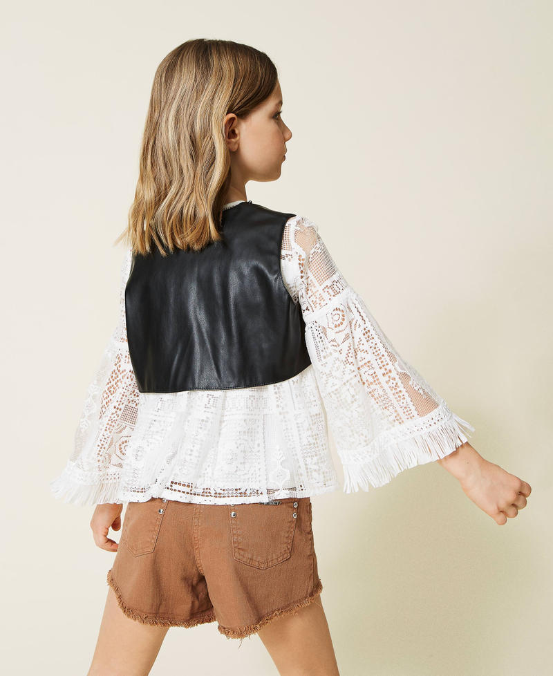 Coated fabric waistcoat with studs