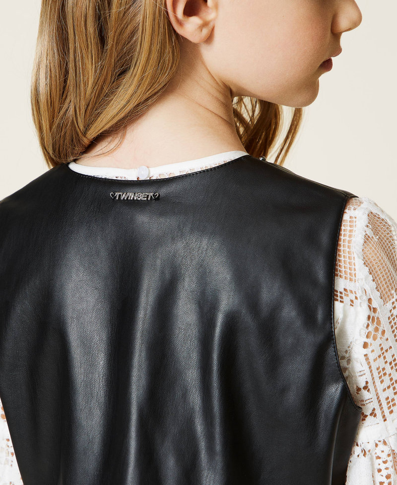 Coated fabric waistcoat with studs