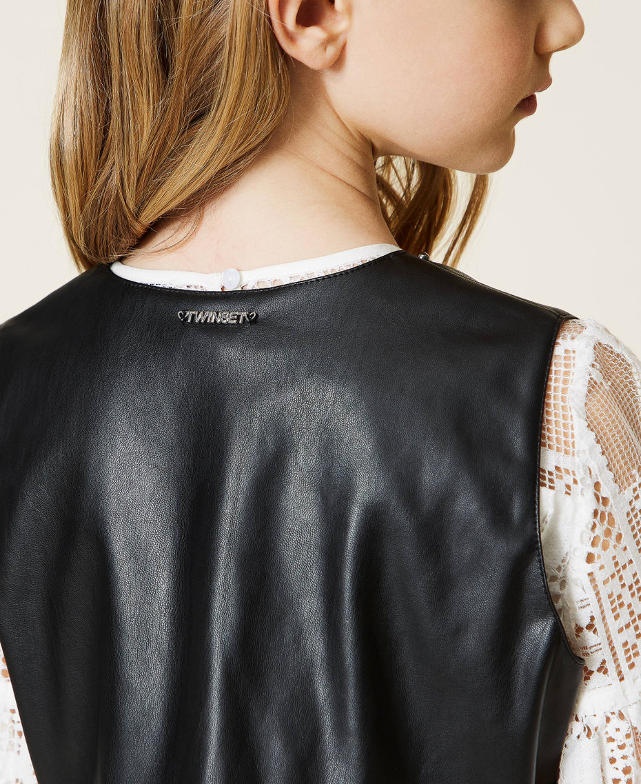 Coated fabric waistcoat with studs