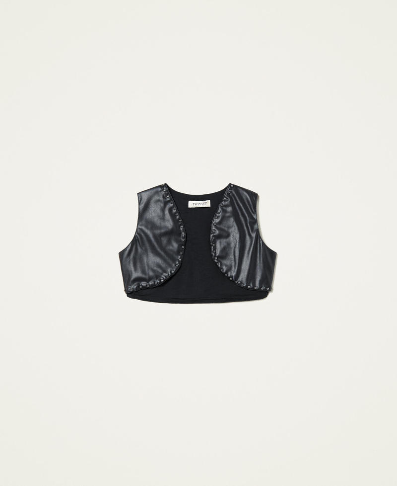 Coated fabric waistcoat with studs