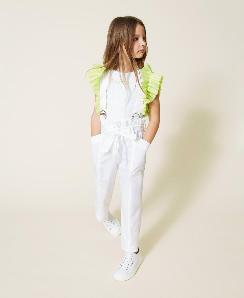 Poplin trousers with braces