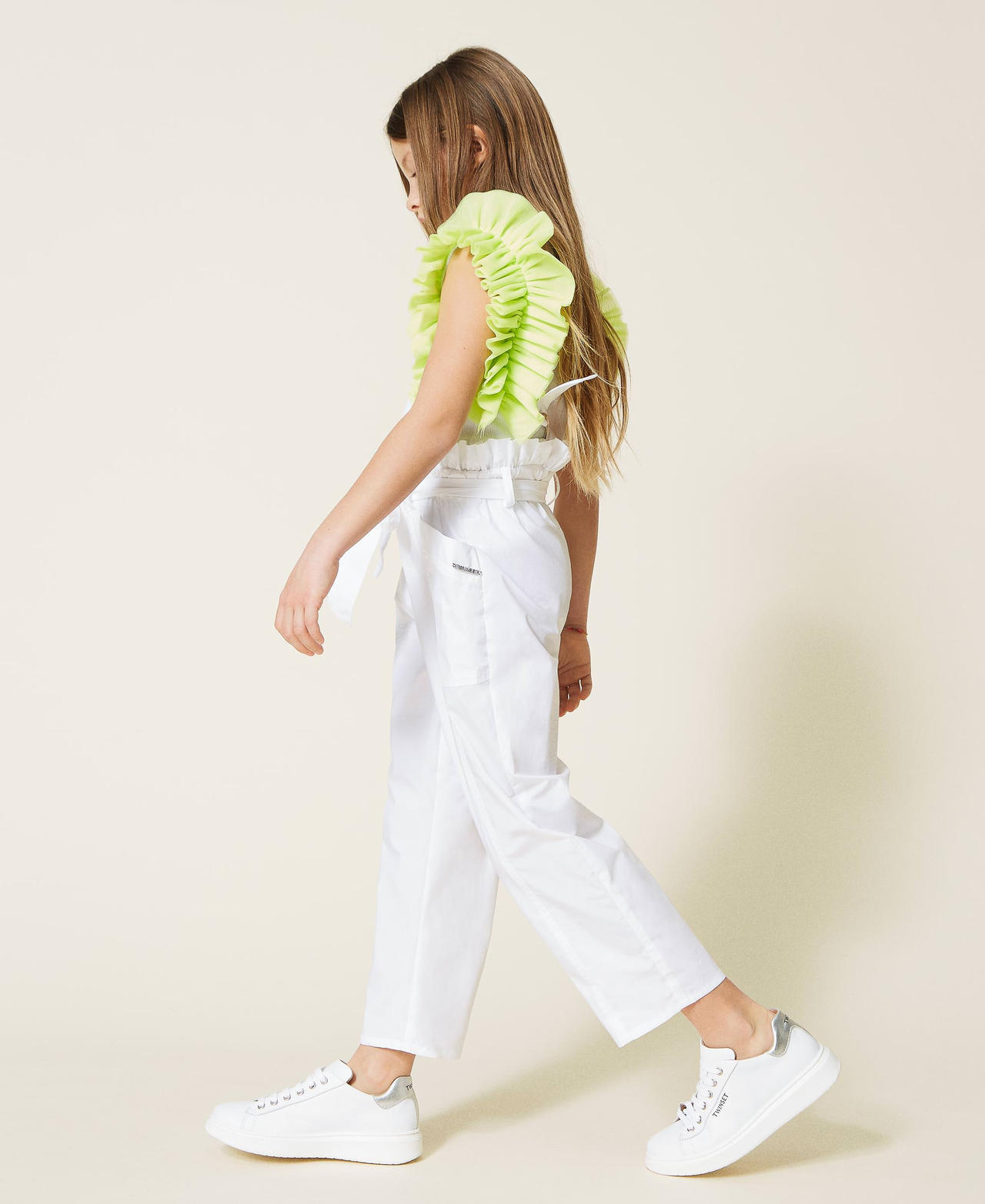 Poplin trousers with braces