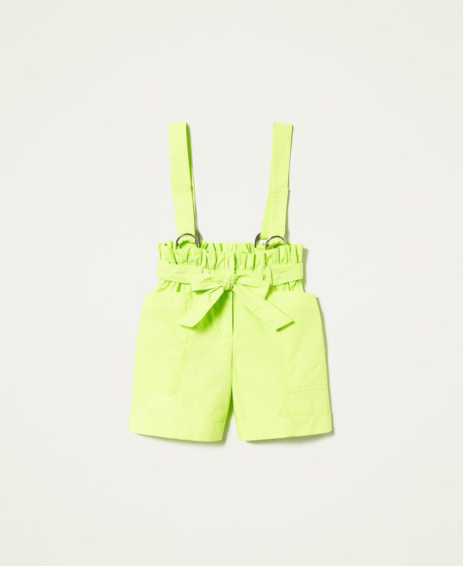 Poplin Bermuda shorts with braces "Lemongrass” Yellow Girl 221GJ2026-0S
